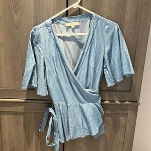 LOFT S chambray wrap top